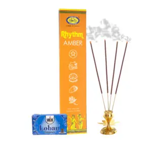 Cycle Rhythm Amber With Free Loban Sambrani - 69 gm Pooja Agarbattis - Incense Stick