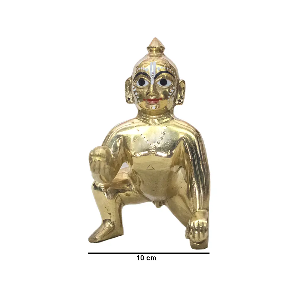 Laddoo Gopal - 7 No. / 6.5" Brass Laddu Gopal Murti - Laddu Gopal Pure Pital Brass Laddoo Gopal To worship - Image 3