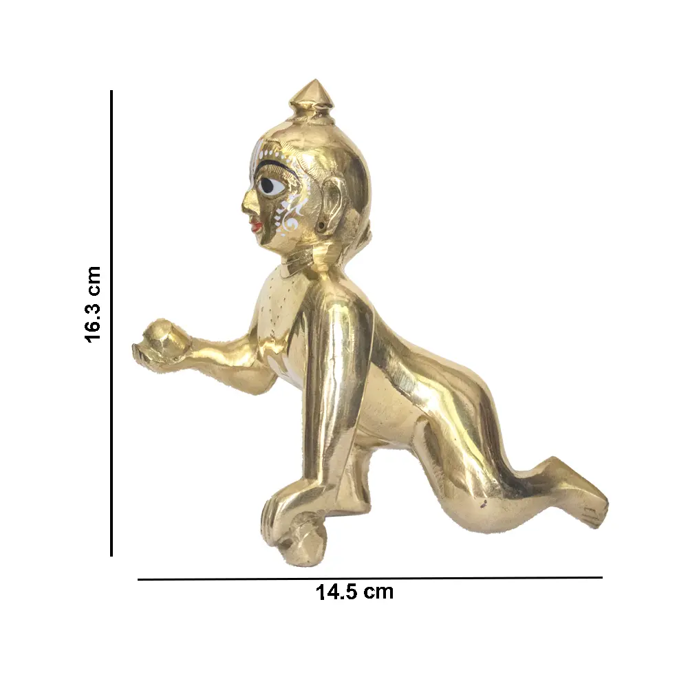 Laddoo Gopal - 7 No. / 6.5" Brass Laddu Gopal Murti - Laddu Gopal Pure Pital Brass Laddoo Gopal To worship - Image 2