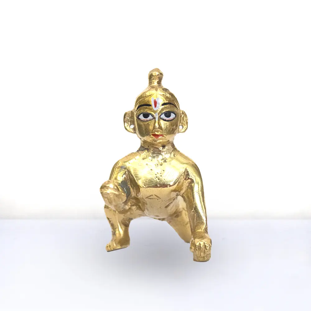 Laddoo Gopal - 4 No. Brass Laddu Gopal Murti - Laddu Gopal Pure Pital Brass Laddoo Gopal To worship