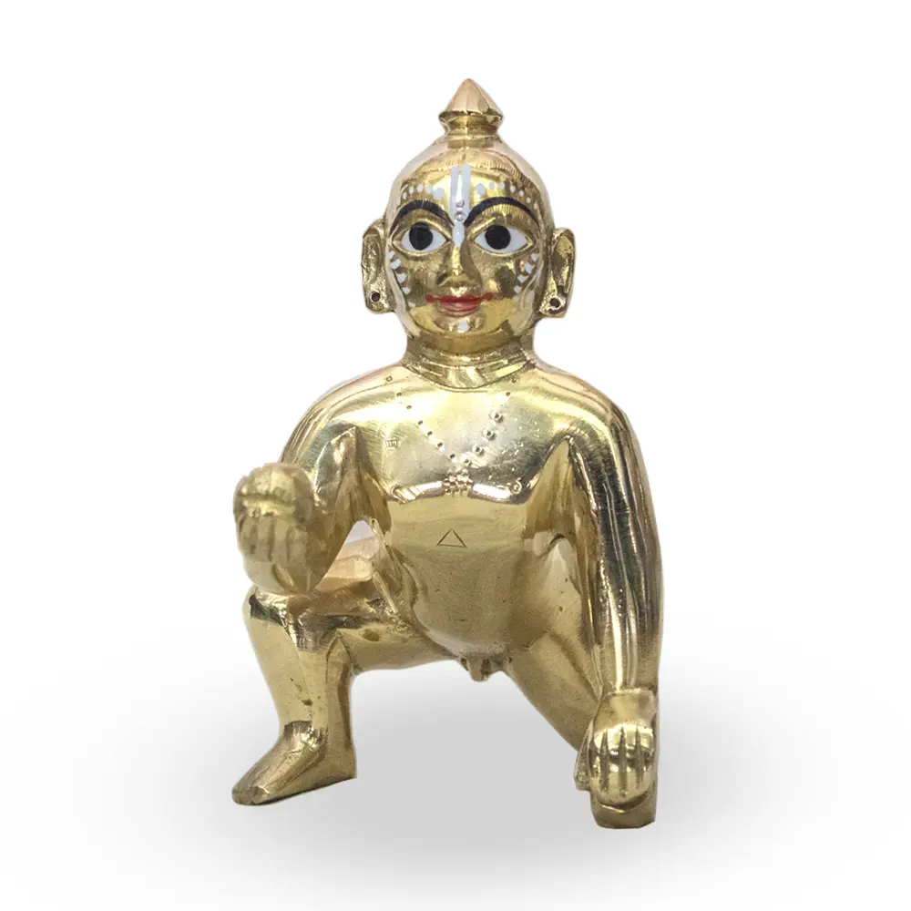 Laddoo Gopal - 7 No. / 6.5" Brass Laddu Gopal Murti - Laddu Gopal Pure Pital Brass Laddoo Gopal To worship