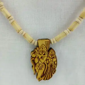 MAYAPURI 100 % Original Tulsi Mala With Radha-Krishna Pendant - Tulsi Wood Locket- Single Piece