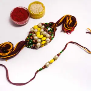 Trditional Bracelet Rakhi - Multi Colour Bids - Premium Quality - Set Of 10 Pieces