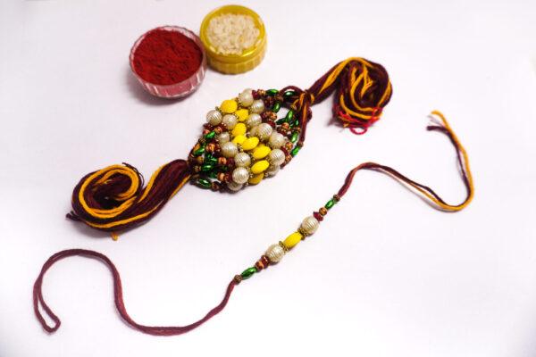 Trditional Bracelet Rakhi - Multi Colour Bids - Premium Quality - Set Of 10 Pieces