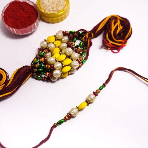 Trditional Bracelet Rakhi - Multi Colour Bids - Premium Quality - Set Of 10 Pieces - Image 2