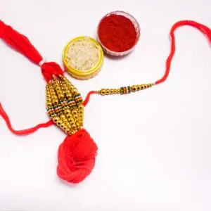 Golden Beads Rakhi- Hand Made Golden Stone Premium Quality- Rakhi- Set of 10 pieces