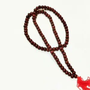Red Sandalwood (Lal Chandan) Mala - "লাল চন্দন মালা" -  "लाल चंदन माला" - 8 mm - 108 Beads - 15" Long Chain - Mala - Sandal Wood Chain