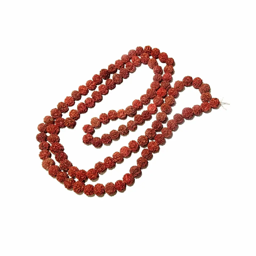 100 % Original Five Mukhi Rudraksh Mala - "পঞ্চমুখী রুদ্রাক্ষের মালা" - “पांच मुखी रुद्राक्ष माला" - 14 mm - 108 + 1 Beads - 26" Long (Length) Chain - Mala