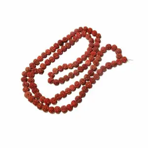 100 % Original Five Mukhi Rudraksh Mala - "পঞ্চমুখী রুদ্রাক্ষের মালা" - “पांच मुखी रुद्राक्ष माला" - 14 mm - 108 + 1 Beads - 26" Long (Length) Chain - Mala