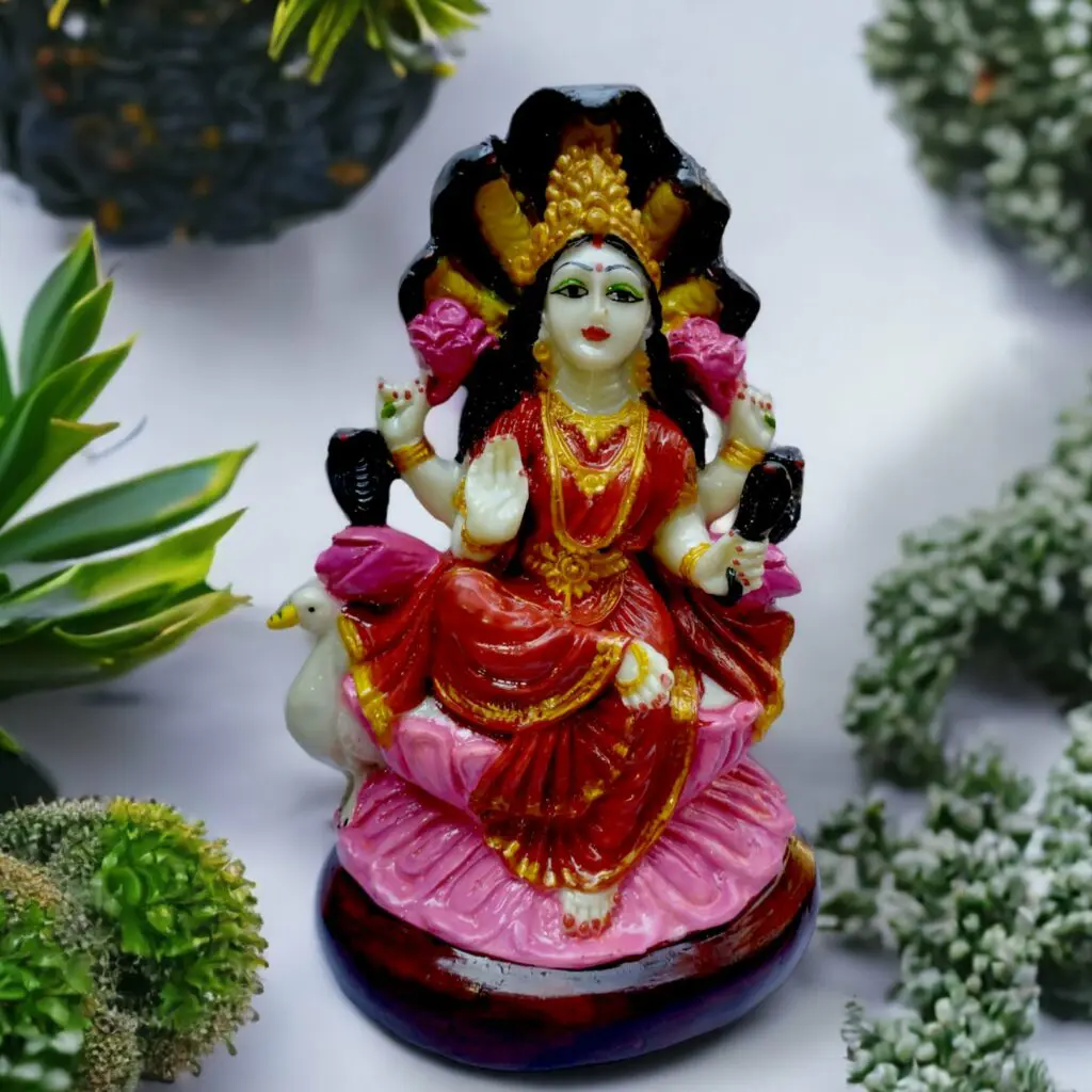 Maa Manasha - "মা মনসা" - "मां मनसा" - Hand Crafted Pure Marble Dust Idol - Murthi - Bigraha - 24 Cm - Image 2