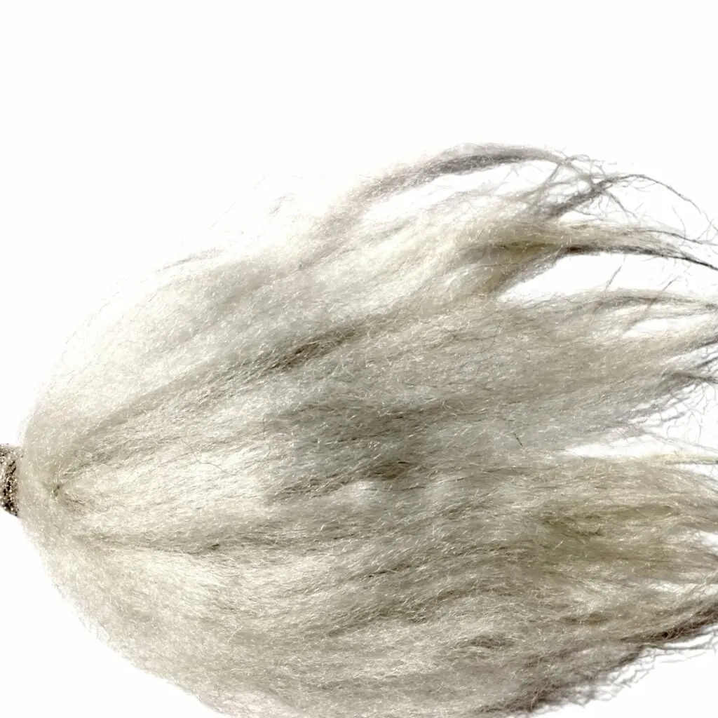 100% original Chamar - Chanvara - Chawar - Yak Tail Fly Whisk - With Fancy German Sliver Handle. 40 gm+ , 11" × 6" Tail (approx) - Image 3