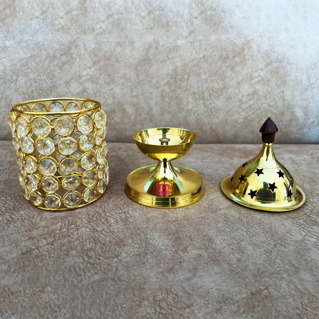 Crystal Diya Brass - Gift Item - Lighting Lamp - Diwali Diya - Deepam - Image 5