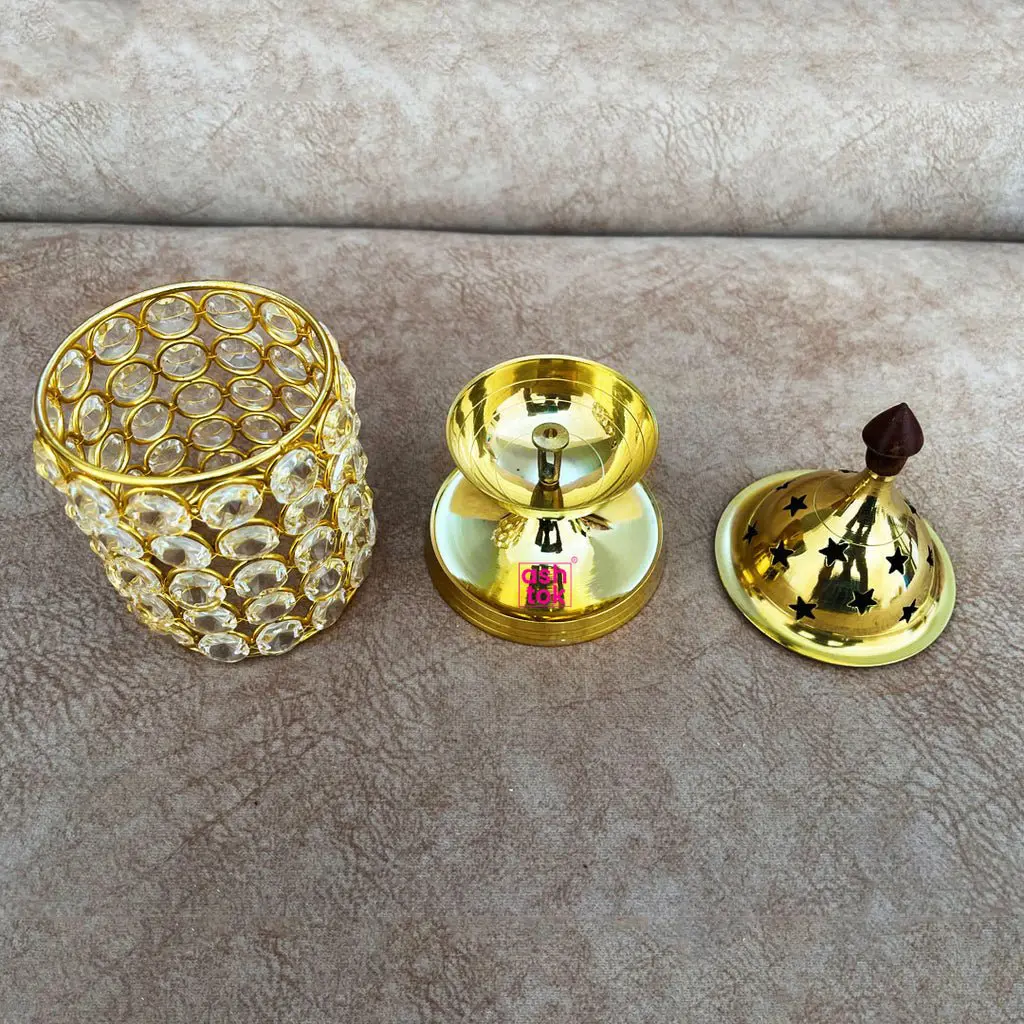 Crystal Diya Brass - Gift Item - Lighting Lamp - Diwali Diya - Deepam - Image 2