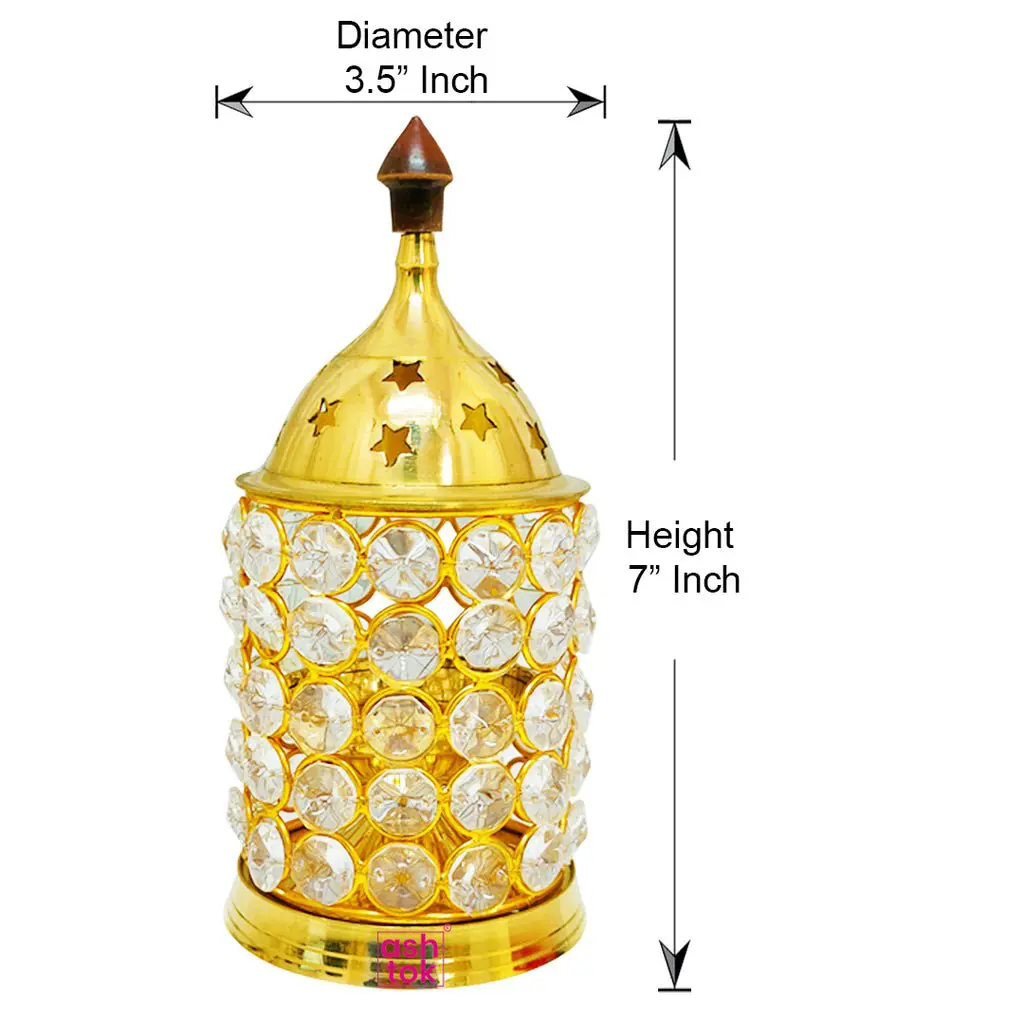 Crystal Diya Brass - Gift Item - Lighting Lamp - Diwali Diya - Deepam - Image 3