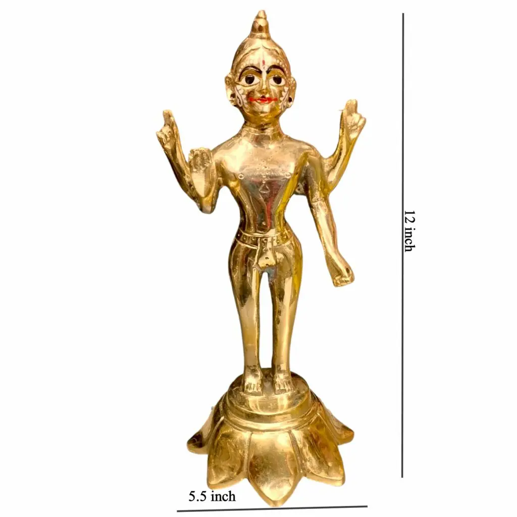 Pure Brass Bishnu Ji - Mayapuri Narayan Ji Murti - 11 × 5.5 Inch Size - 2.8 kg Approx - Image 2