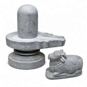 Original Athizay Stone Shiva Lingam And Nandi Set - 4 No - 4.5 Inch Height Shiva Lingam and 3 Inch Long Nandi Bhagaban