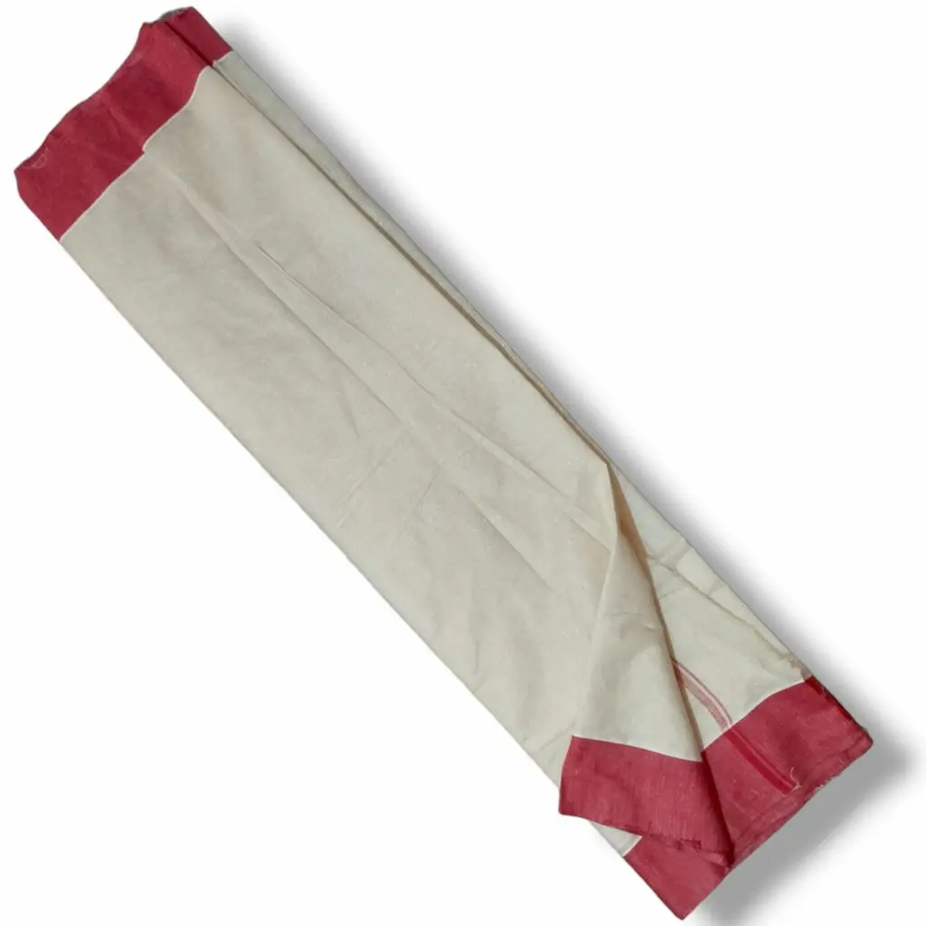 Kora Dhoti - Koda Dhoti - 100% Pure Cotton White Dhoti - Kapda - For Wearing or Arpan In Puja - Image 2
