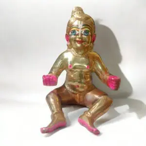 Sitting Laddoo Gopal - 10 No. - 12 inch - 3.7 kg Approx  Brass Laddu Gopal Murti Big Size - Sitting Laddu Gopal Pure Pital Brass Laddoo Gopal To Worship