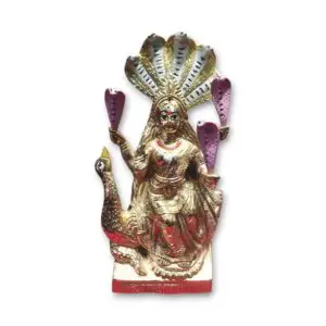 Maa Manasha - 11" Approx Brass Bengali Style Maa Manasa Murti With Removable Snakes - Pure Pital - Brass Maa Manasha Murti