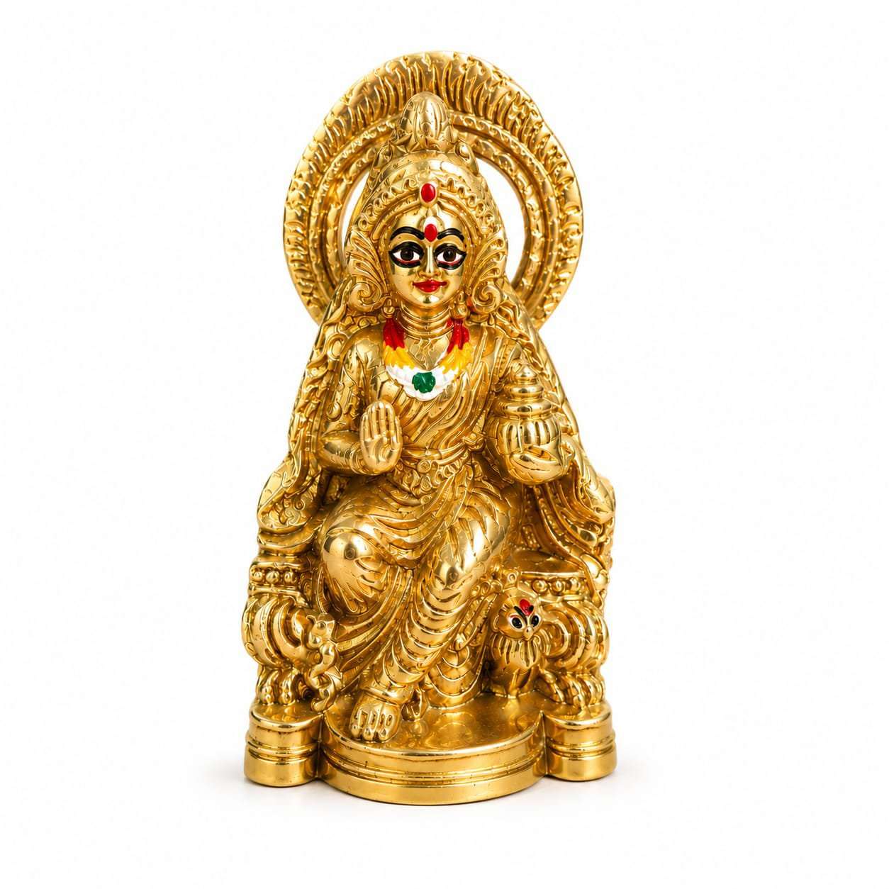 Maa Lakshmi - 4.5" Brass Laxmi Mata Murti - Pure Pital Brass Lakshmi Mata Murti