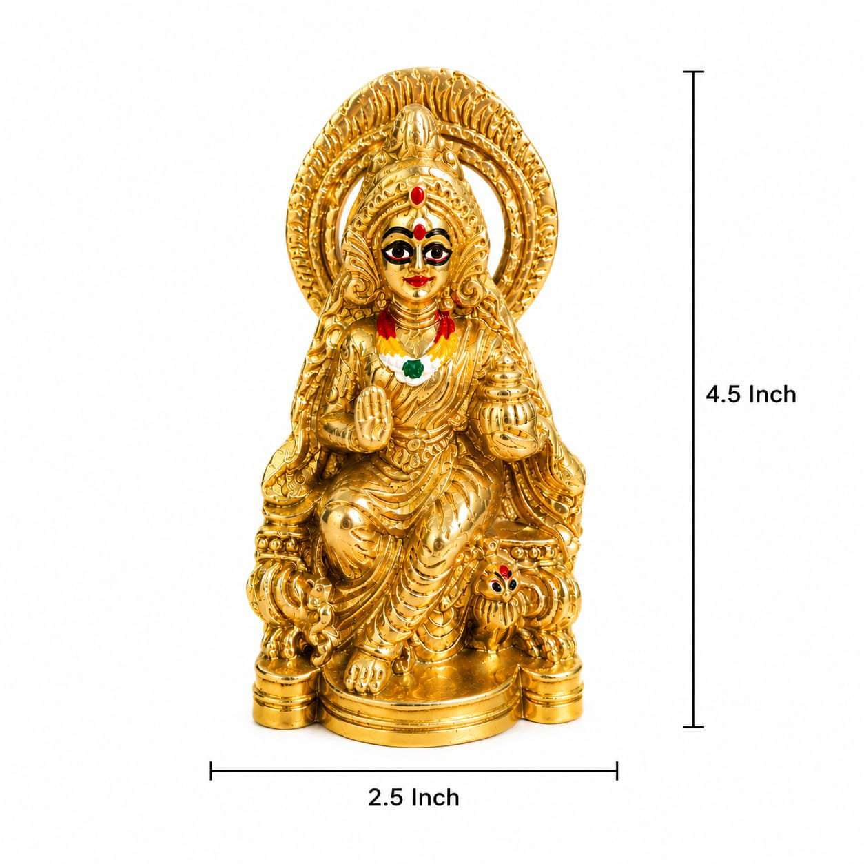 Maa Lakshmi - 4.5" Brass Laxmi Mata Murti - Pure Pital Brass Lakshmi Mata Murti - Image 2