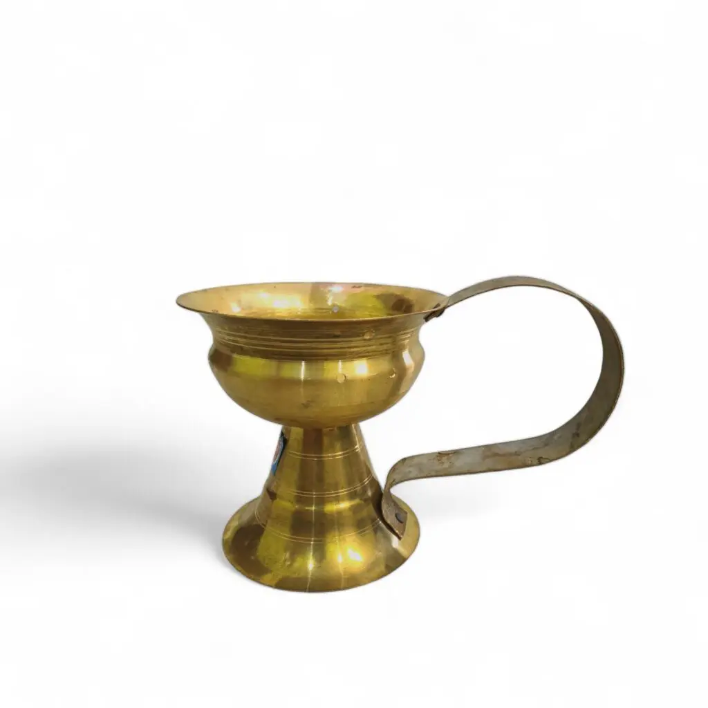 Brass Dhoop Dani - Pure Pittal Dhunuchi - Dhoopkal Gosa - Arati Deepak Brass Table Diya - 5 × 5.5 " - 4 No - Small Size Dhoop Dani