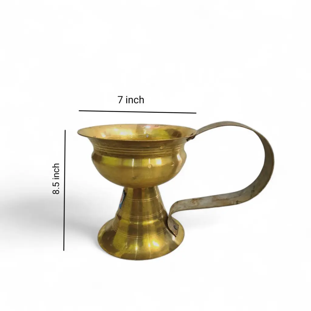 Brass Dhoop Dani - Pure Pittal Dhunuchi - Dhoopkal Gosa - Arati Deepak Brass Table Diya - 7 × 7.5 " - 10 NO - Big Size Dhoop Dani - Image 2