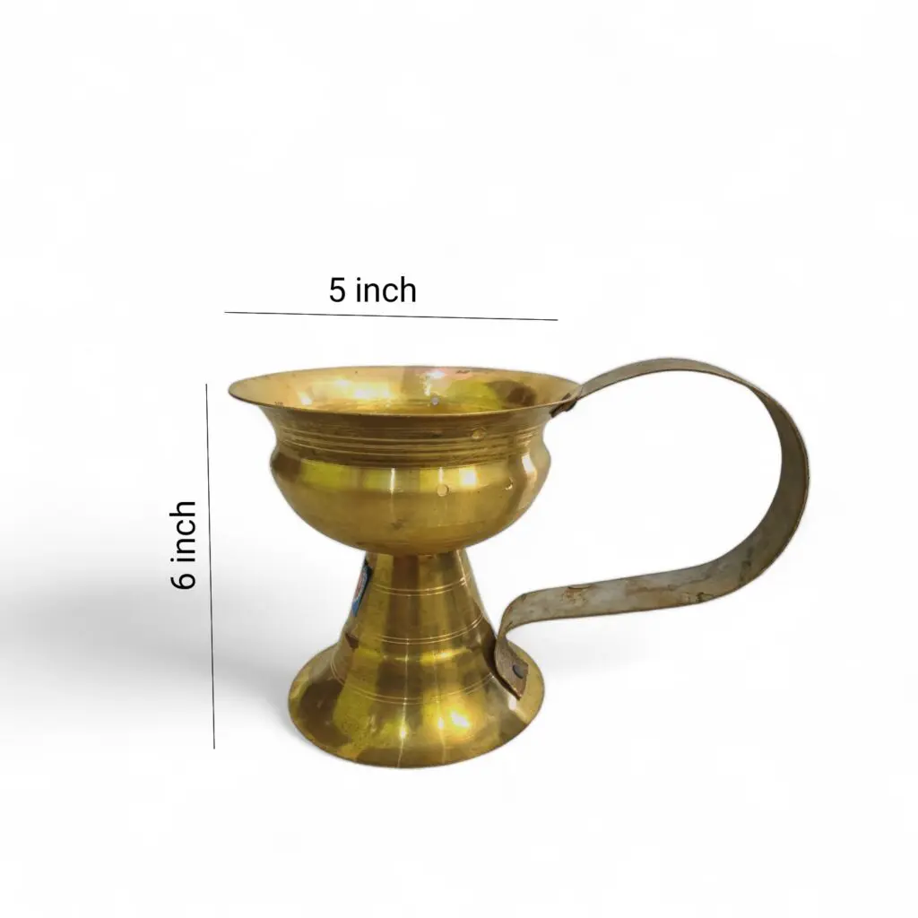 Brass Dhoop Dani - Pure Pittal Dhunuchi - Dhoopkal Gosa - Arati Deepak Brass Table Diya - 5 × 5.5 " - 4 No - Small Size Dhoop Dani - Image 2