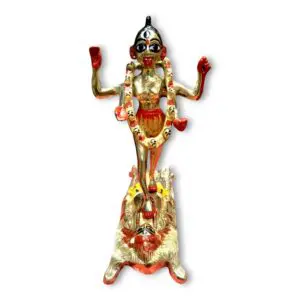 Pure Brass Dakshina Maa Kali Murti - 9.5" × 4.5" Pure Brass Dakshina Maa Kali Murti - Dakhina Kali Mata Murti For House, Mandir etc.