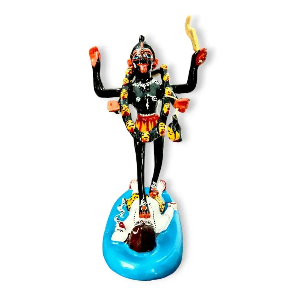 Pure Brass - Black Painted Dakshina Maa Kali Murti - 9.5" × 4.5" And 2.5 kg Approx - Black Coloured Pure Brass Dakshina Maa Kali Murti - Dakhina Kali Mata Murti For House, Mandir etc. - Image 5