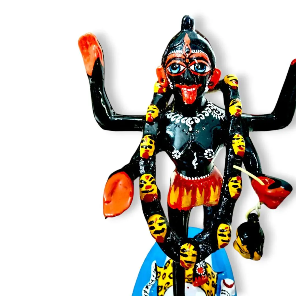 Pure Brass - Black Painted Dakshina Maa Kali Murti - 9.5" × 4.5" And 2.5 kg Approx - Black Coloured Pure Brass Dakshina Maa Kali Murti - Dakhina Kali Mata Murti For House, Mandir etc. - Image 4