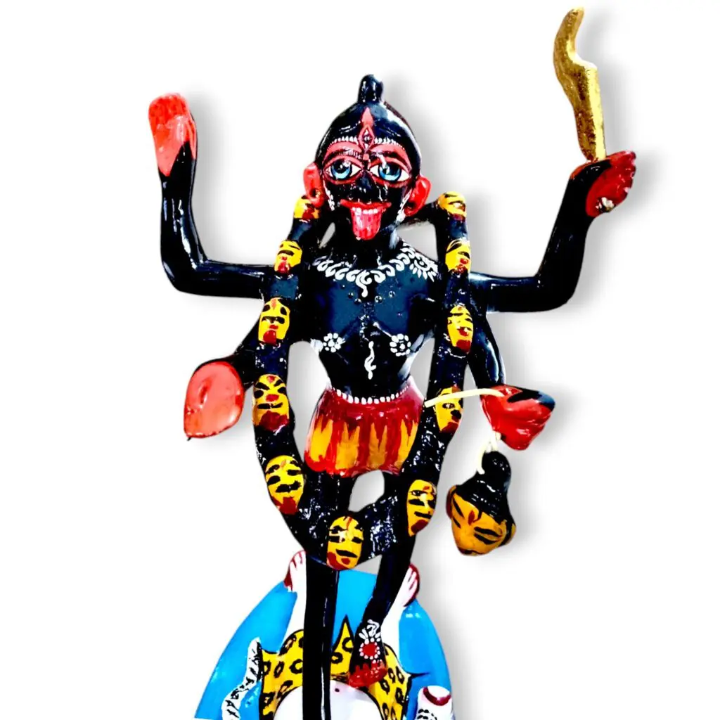 Pure Brass - Black Painted Dakshina Maa Kali Murti - 9.5" × 4.5" And 2.5 kg Approx - Black Coloured Pure Brass Dakshina Maa Kali Murti - Dakhina Kali Mata Murti For House, Mandir etc. - Image 2