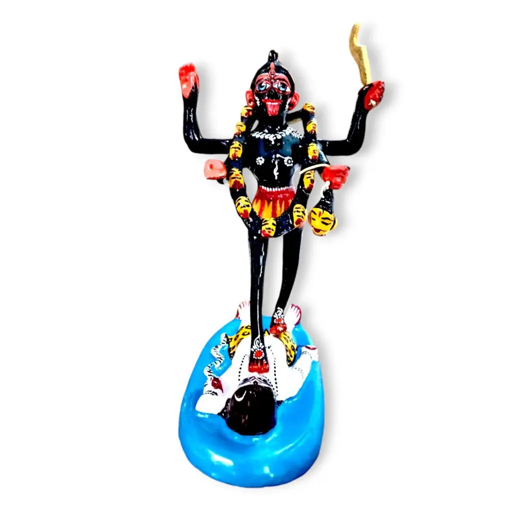 Pure Brass - Black Painted Dakshina Maa Kali Murti - 9.5" × 4.5" And 2.5 kg Approx - Black Coloured Pure Brass Dakshina Maa Kali Murti - Dakhina Kali Mata Murti For House, Mandir etc. - Image 3