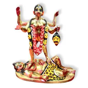 Pure Brass Maa Kali Murti - 10.5" × 9.5" Pure Brass Printed Eye - Maa Kali Murti - Kali Mata Murti For House, Mandir etc.
