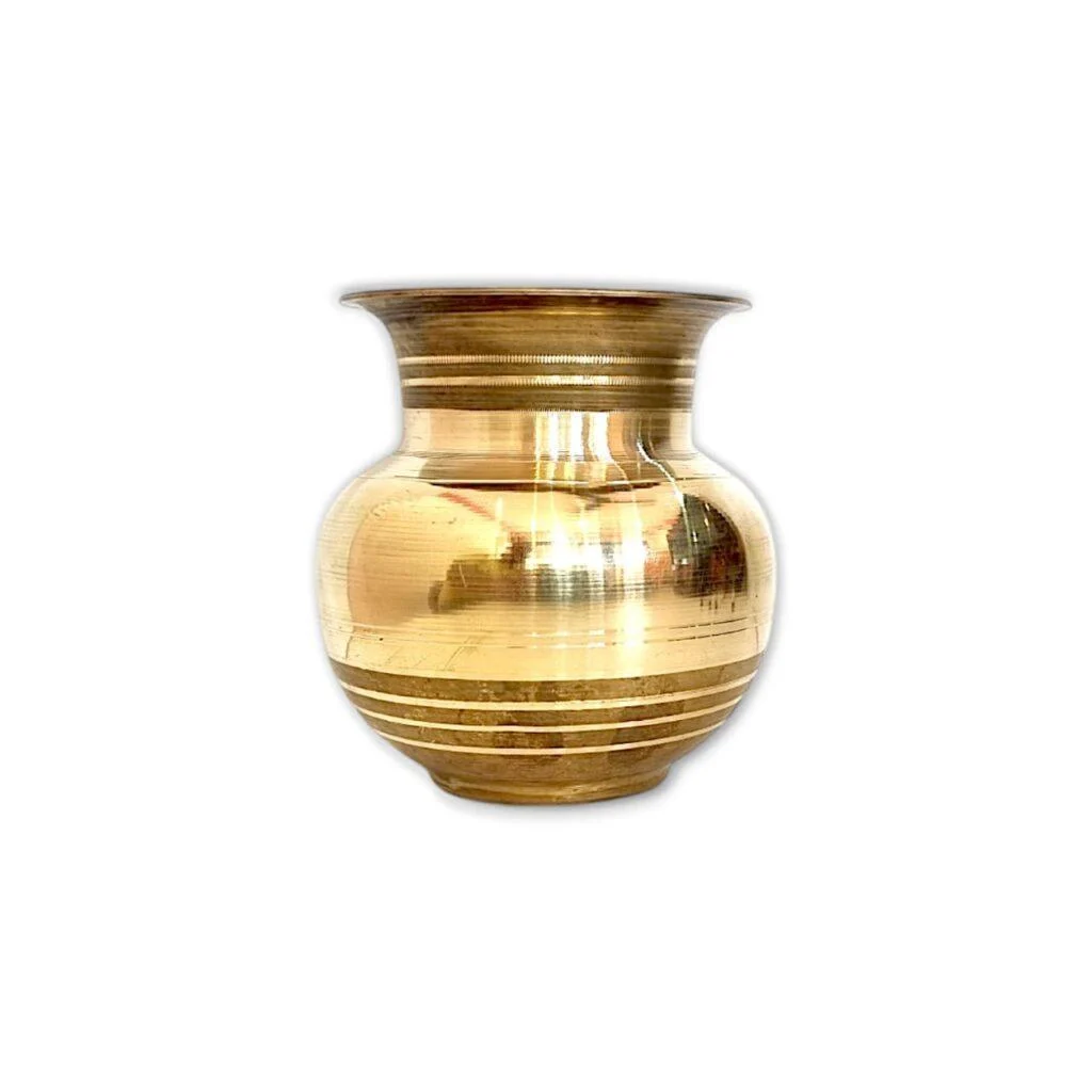Pure Brass Ghat - Single Plate No Joint Brass Kalash Noggin - Ghot - Puja Kalash - Designer Lota 105 gm