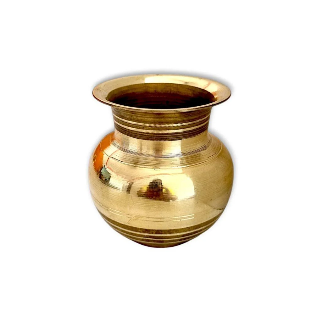 Pure Brass Ghat - Single Plate No Joint Brass Kalash Noggin - Ghot - Puja Kalash - Designer Lota 105 gm - Image 4