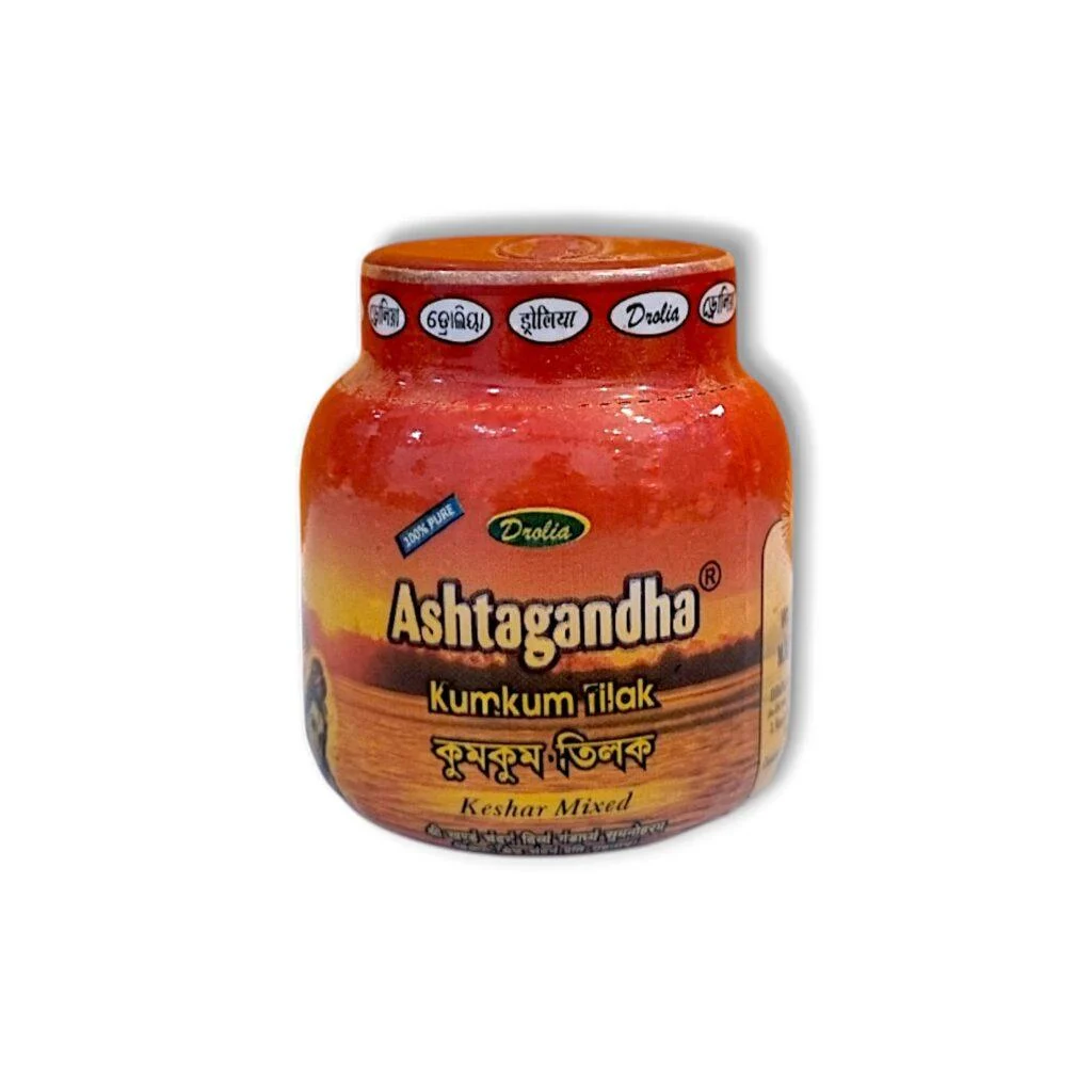 Pure Ashtagandha KumKum Tilak - Original Keshar Mixed Chandan (Sandalwood) 30 gm