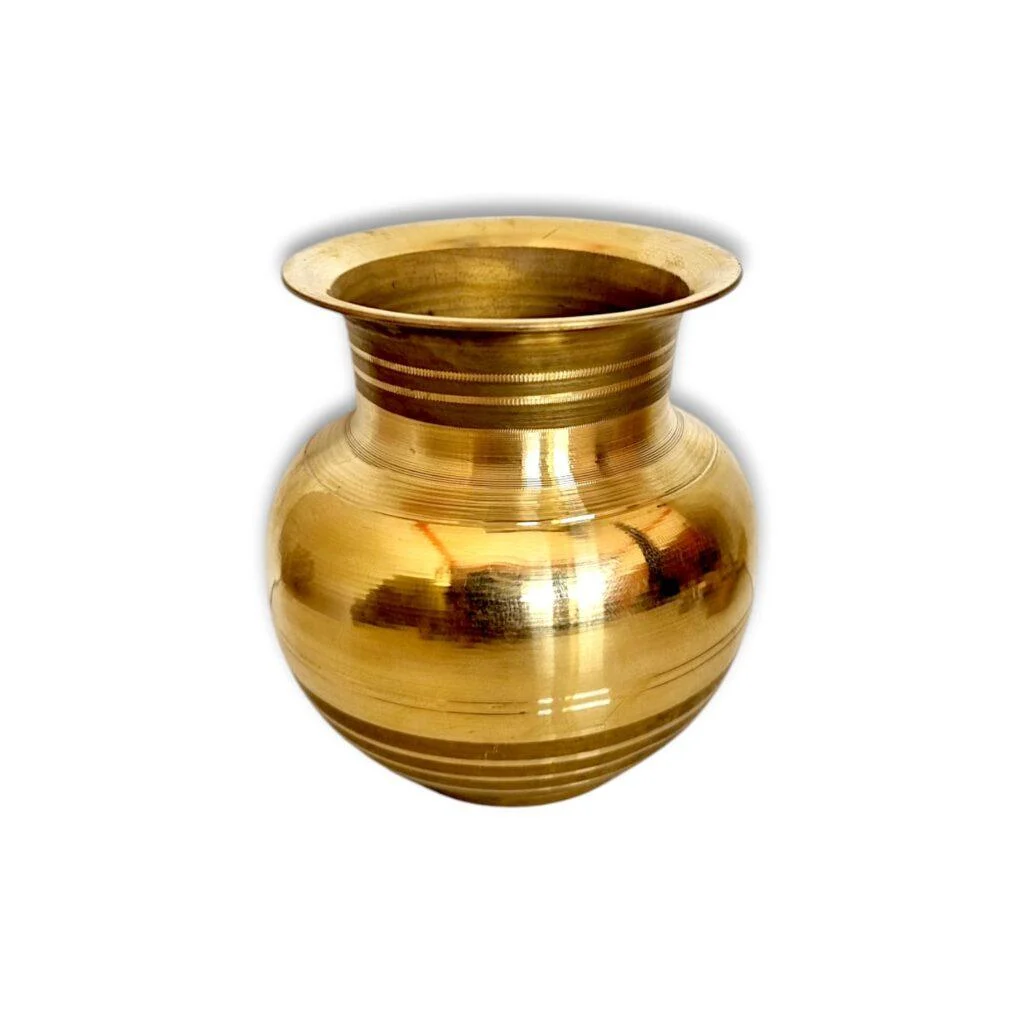 Pure Brass Ghat - Single Plate No Joint Brass Kalash Noggin - Ghot - Puja Kalash - Designer Lota 105 gm - Image 2