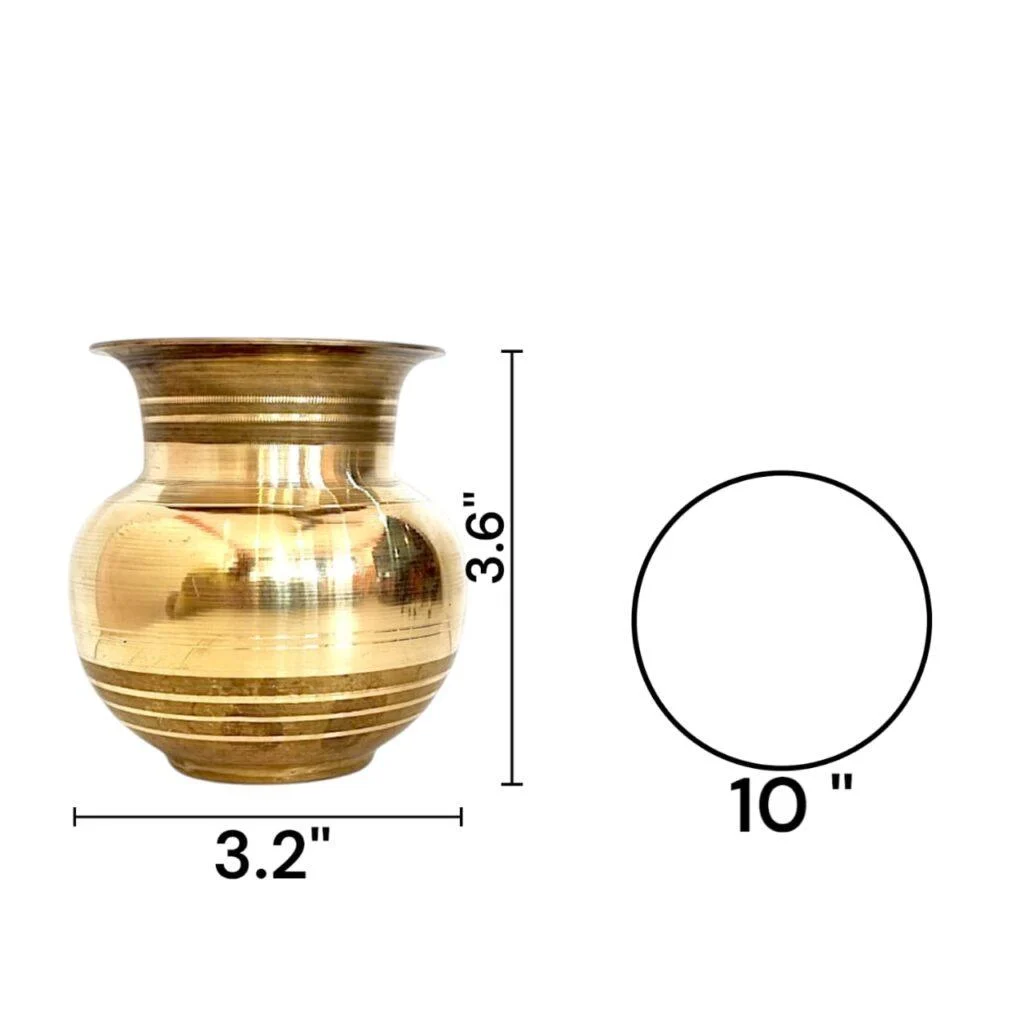 Pure Brass Ghat - Single Plate No Joint Brass Kalash Noggin - Ghot - Puja Kalash - Designer Lota 105 gm - Image 5