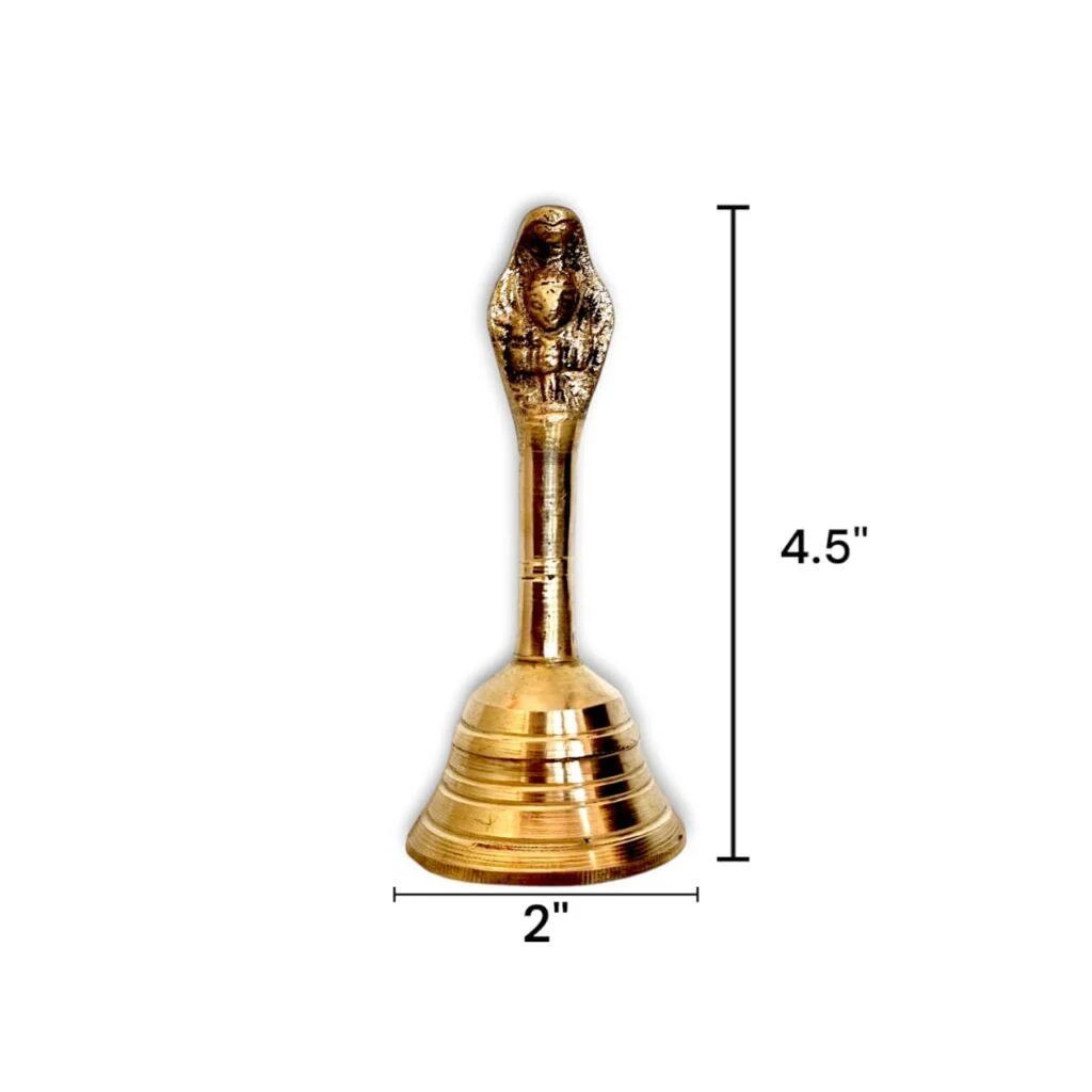 Pure Brass Ghanti - Pittal Pooja Bell - "शुद्ध ब्रास घंटी" - 5 Inch Approx - Medium Size Hand Bell - Image 3