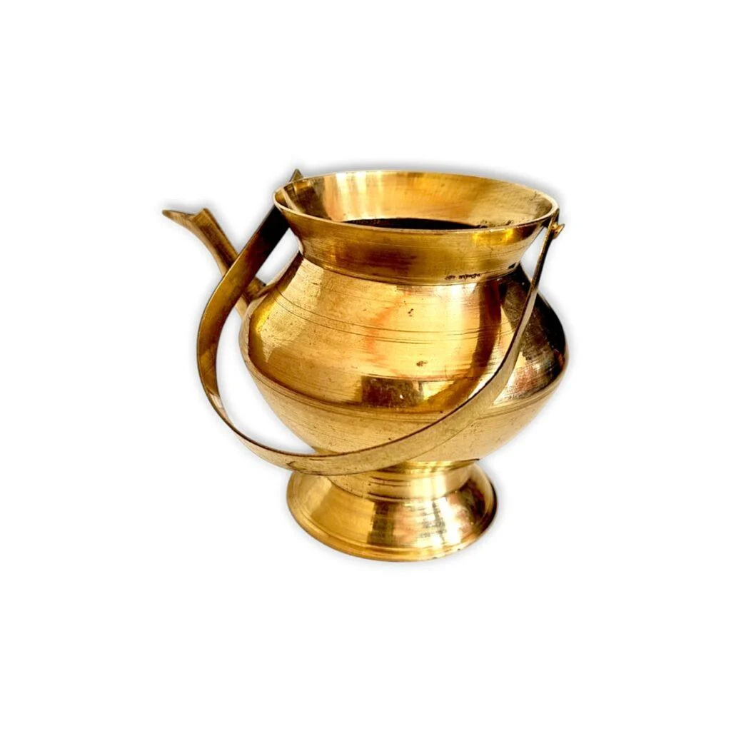 Pure Brass Kamandal - Kamandal With Handel - "शुद्ध पीतल कमंडल" 3.5 Inch - Image 2