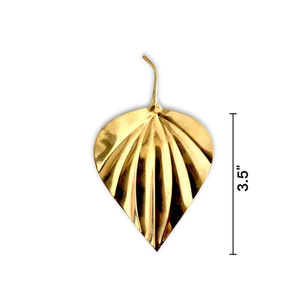 Pure Brass Pan Patta - Batel Leaf For Pooja - "पिटल पान पत्ता" 4.9 - 2.6 Inch Approx - Single Piece Brass Betel Leaf - Image 2