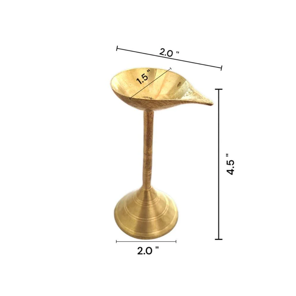 Pure Brass Diya - Ek Dwip - Ekdeep - Lamp With Joint Stand For Pooja Room - Diya - स्टैंड के साथ शुद्ध पीतल दीया - 4.2 Inch High - Image 3