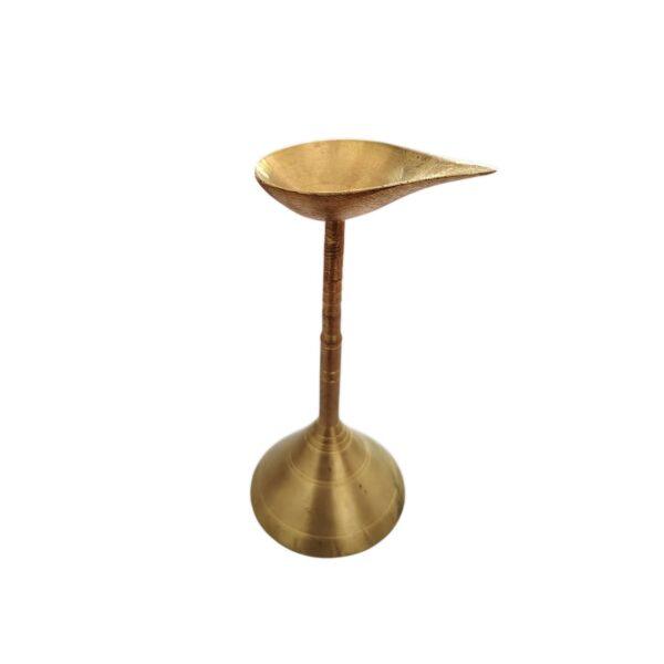 Pure Brass Diya - Ek Dwip - Ekdeep - Lamp With Joint Stand For Pooja Room - Diya - स्टैंड के साथ शुद्ध पीतल दीया - 6 Inch High - Image 4