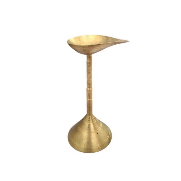 Pure Brass Diya - Ek Dwip - Ekdeep - Lamp With Joint Stand For Pooja Room - Diya - स्टैंड के साथ शुद्ध पीतल दीया - 6 Inch High - Image 5
