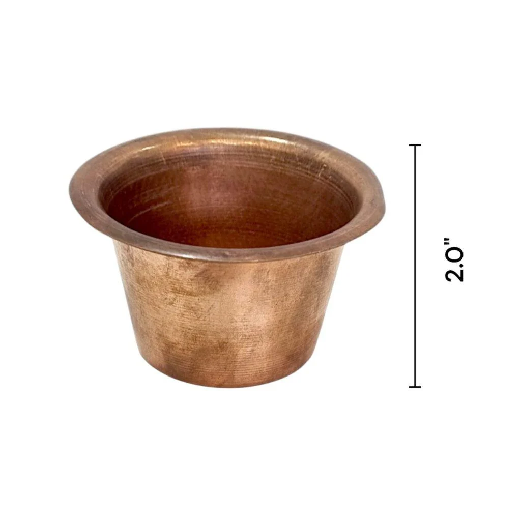 Pure Copper Pancha Patra With Achmani - "पंचपात्र आचमनी" (छोटा चम्मच) - Pure Copper Mayapuri Panch Patra Large Size - Image 4