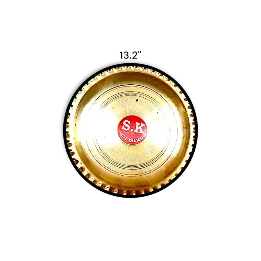 Original Pure Brass Pooja Plate - Pooja Plate - पूजा की थाली 13.2 Inch - Image 3