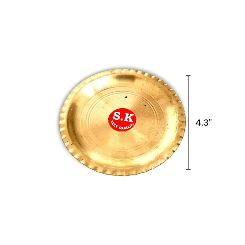 Original Pure Brass Pooja Plate - Pooja Plate - पूजा की थाली 13.2 Inch - Image 2