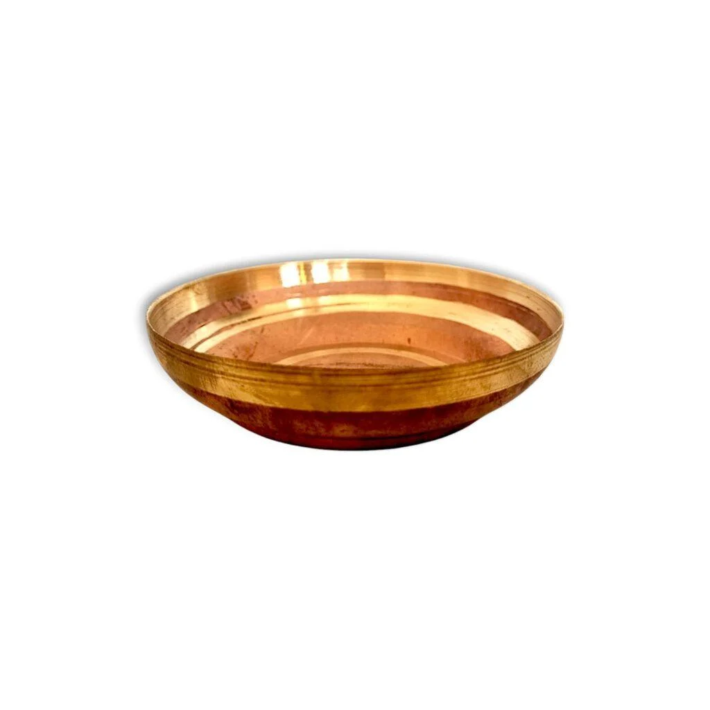 Pure Copper Round Plate For Pooja - Tama Plate - "कंसा की थाली" 10.2 Inch