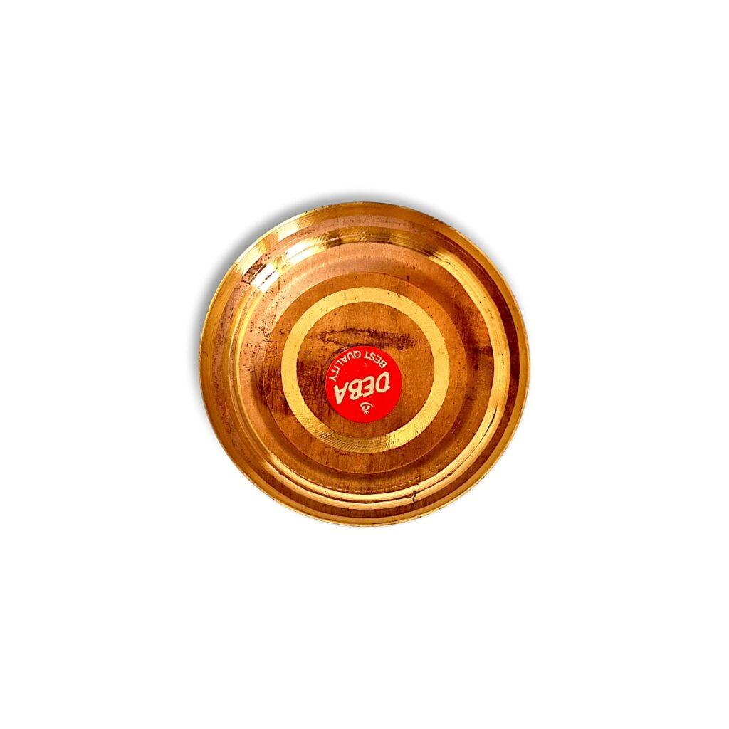 Pure Copper Round Plate For Pooja - Tama Plate - "कंसा की थाली" 10.2 Inch - Image 2